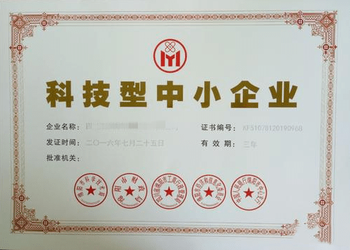 科技型中小企業(yè)證書(shū)